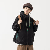 Unisex Jacket Vintage Color Matching Hooded Hooded Jacket Men's Jacket Coat